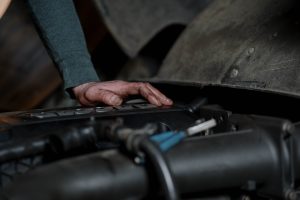 Person servicing a Toyota vehicle near Noblesville, IN.