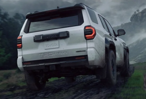 A white 2025 Toyota 4Runner driving offroad near Noblesville, Indiana