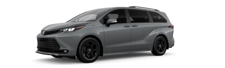 Gray Toyota Sienna minivan, front three-quarter view