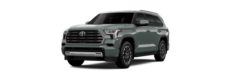 Gray-green Toyota Sequoia, front three-quarter view