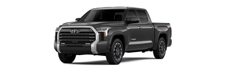 Black Toyota Tundra CrewMax pickup, front three-quarter view