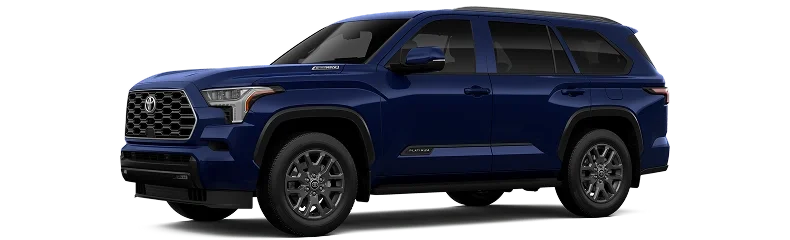 Dark blue 2026 Toyota Sequoia, front three-quarter view