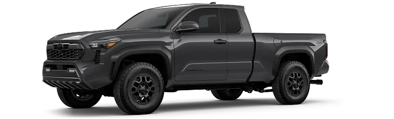 Dark gray 2026 Toyota Tacoma pickup, front three-quarter view