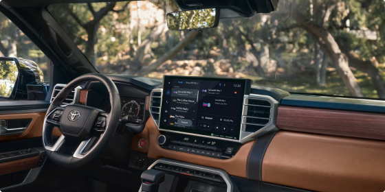 Dashboard and multimedia touchscreen inside the 2026 Toyota Tundra