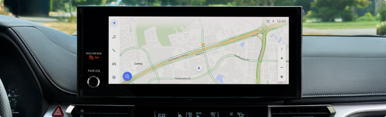 Close-up of the Toyota Sienna 12.3-inch touchscreen showing a navigation map